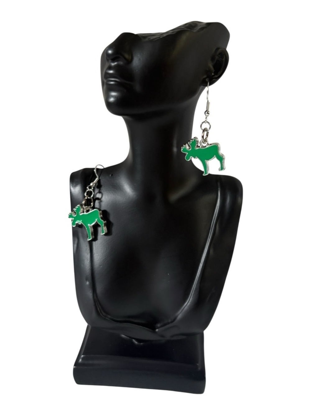 Moose Dangle Earrings - Women Jewelry. 1 Pair. Green